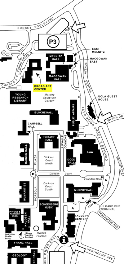 Map of North Campus showing the location of Broad Art Center