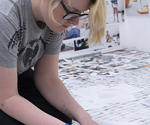 A student working on an installation