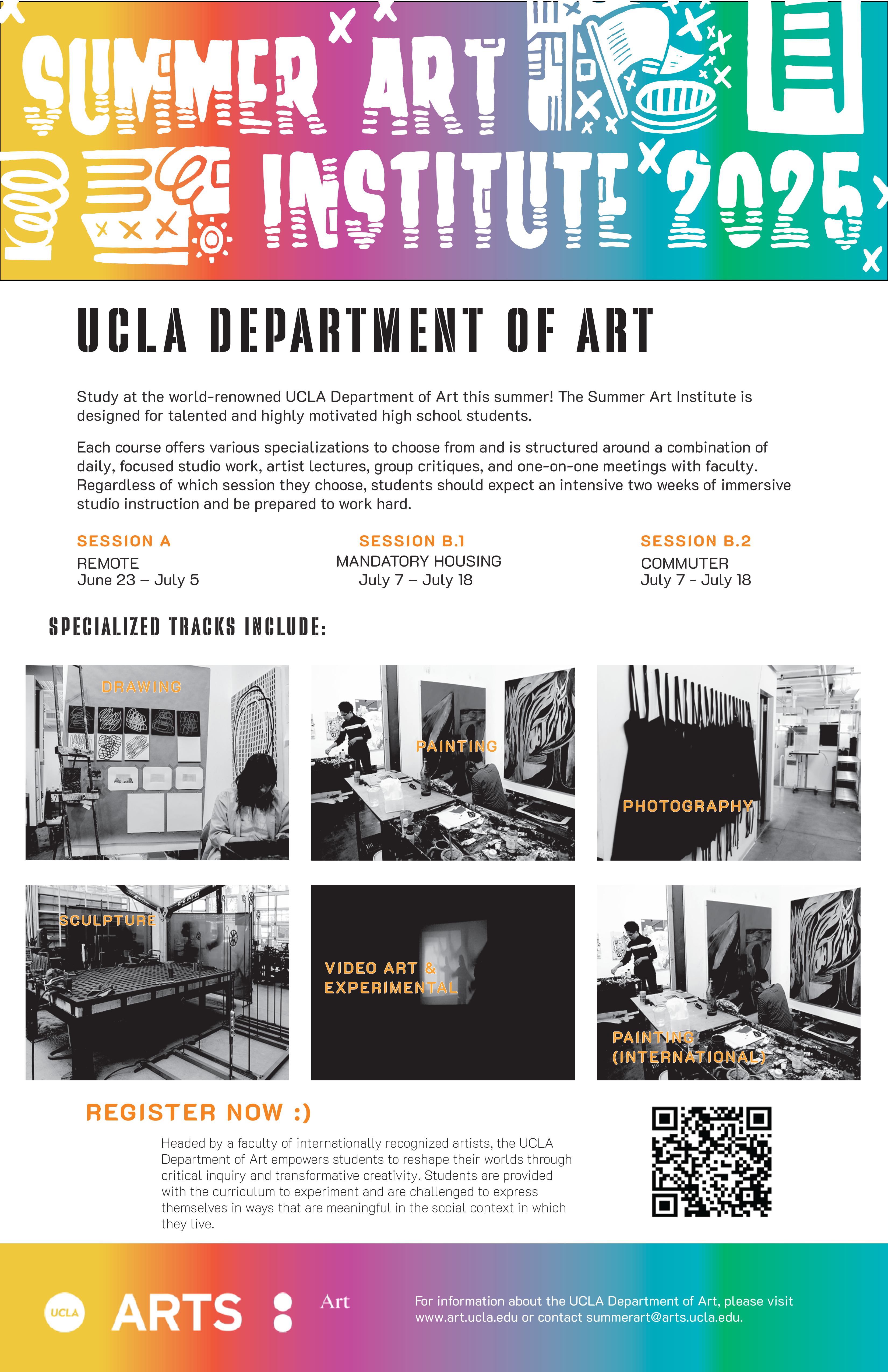 Informational poster for Summer Art Institute 2025.